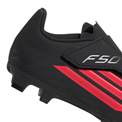 adidas F50 CLUB Velcro Firm Ground / Multi Ground Soccer Boots | Core Black / Lucid Red / Core Black | Kid's