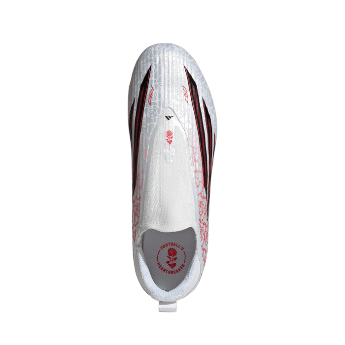 adidas F50 LEAGUE LAMINE YAMAL Laceless Firm Ground Soccer Cleats | Cloud White / Core Black / Lucid Red | Kid's