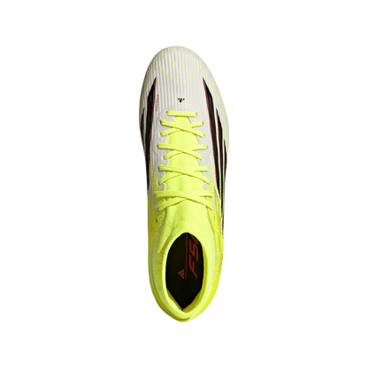 adidas F50 LEAGUE Mid Cut Firm Ground / Multi Ground Soccer Cleats | Team Solar Yellow 2 / Core Black / Lucid Red | Men's