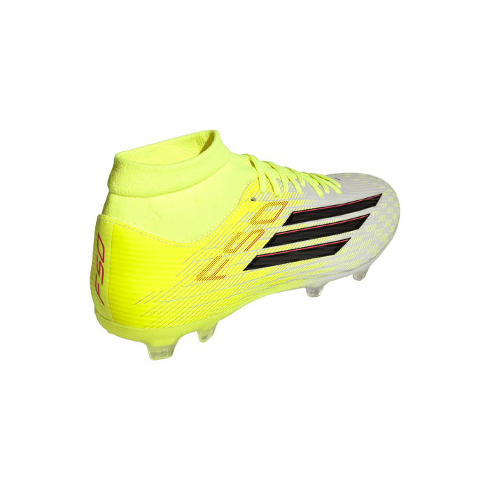 adidas F50 LEAGUE Mid Cut Firm Ground / Multi Ground Soccer Cleats | Team Solar Yellow 2 / Core Black / Lucid Red | Men's