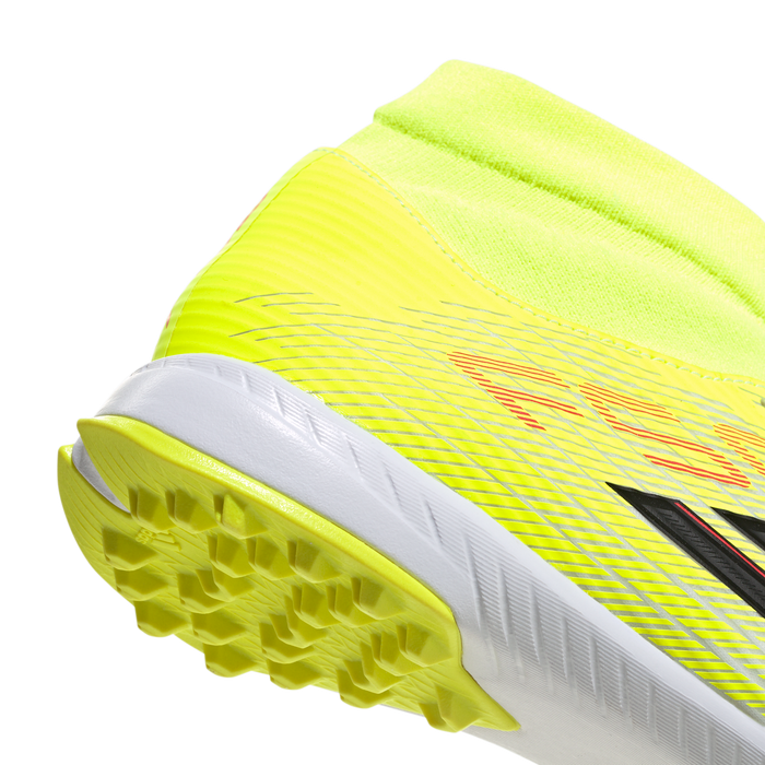 adidas F50 LEAGUE Mid Cut Turf Soccer Shoes | Team Solar Yellow 2 / Core Black / Lucid Red | Men's
