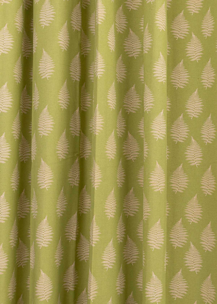 Ferns 100% cotton floral curtain for living room - Room darkening - Green - Single Piece