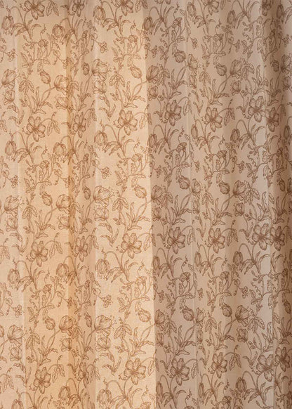 French Farmhouse 100% cotton floral curtain for living room - Room darkening - Beige - Single Piece