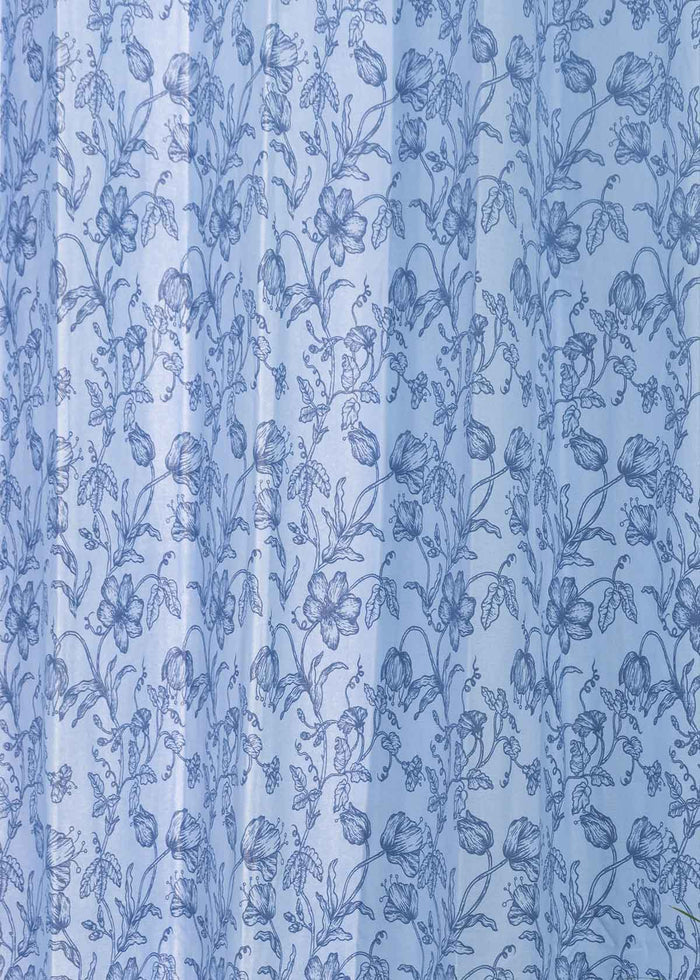 French Farmhouse printed cotton Fabric - Blue