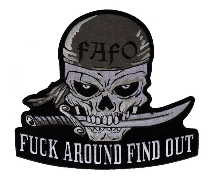 Fuck Around Find Out Skull with Dagger in Mouth Patch