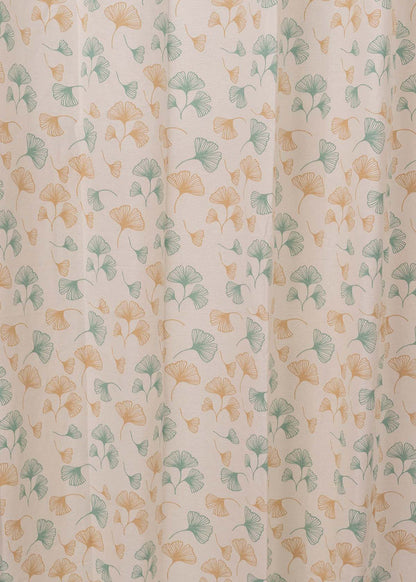 Gingko Nile Blue 100% cotton floral curtain for living room - Light Reduction - Single Piece