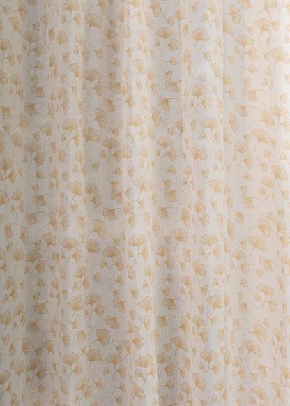 Gingko printed sheer Fabric - Beige