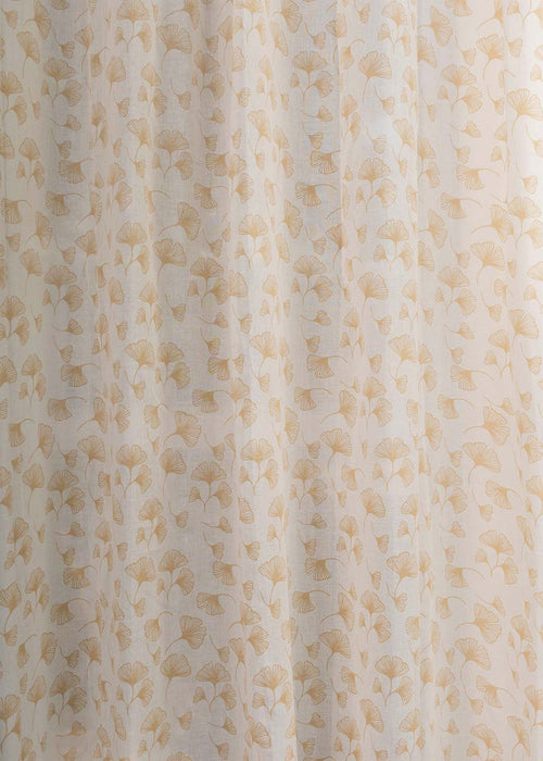 Gingko printed sheer Fabric - Beige