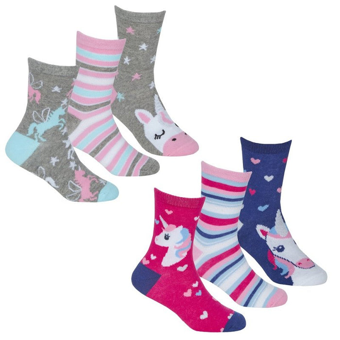 GIRLS 3 PACK COTTON RICH DESIGN SOCKS (PK4) (6-8.5) 43B737