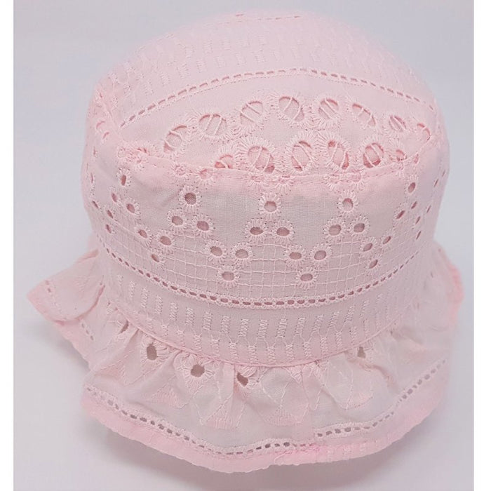 Girls Cotton Bucket Hat - Embroidered (6-18m)(pk12) KIDS/0342