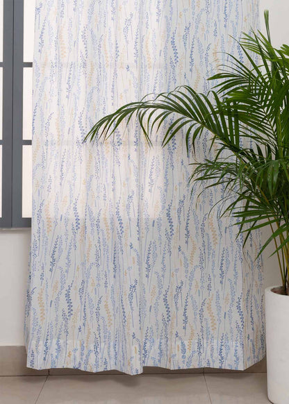 Grass Fields printed sheer Fabric - Blue