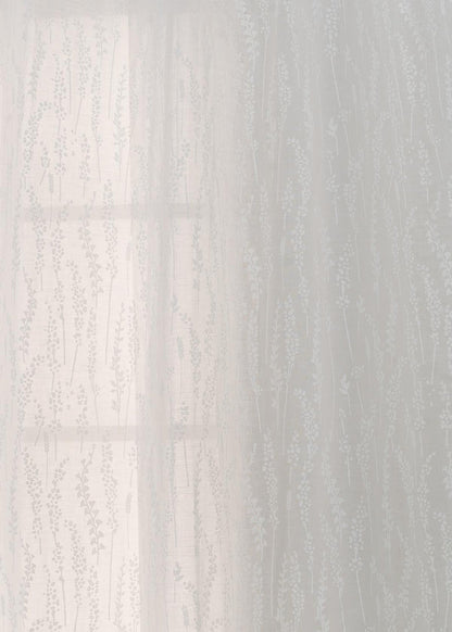 Grass Fields printed sheer Fabric - White