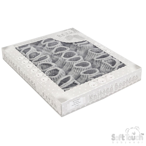 GREY ACRYLIC BABY BOOTEES W/CHAIN KNIT - S440G