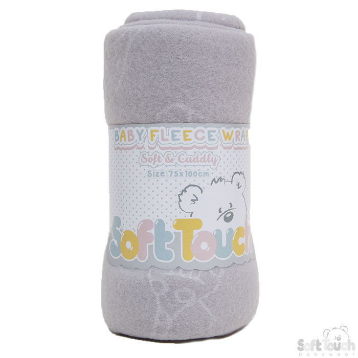 GREY EMBOSSED FLEECE BABY WRAP (PK12) FBP05-G