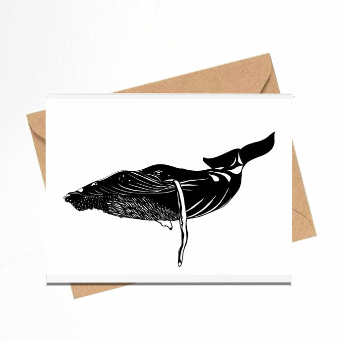 PinkPolish Design Note Cards "Humpback Whale" Handmade Notecard