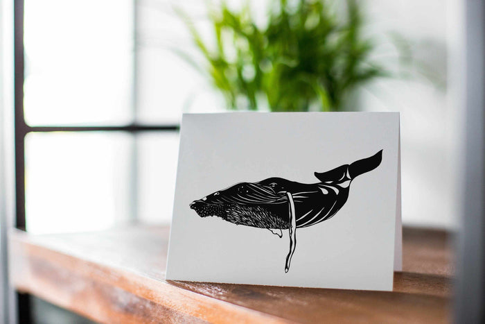 PinkPolish Design Note Cards "Humpback Whale" Handmade Notecard
