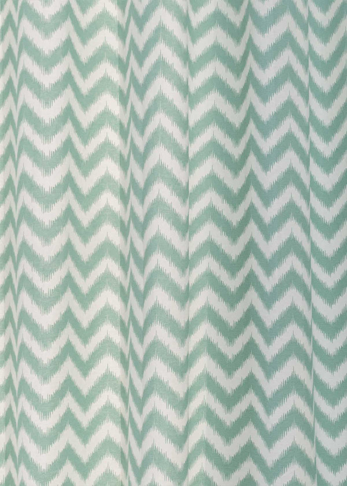 Ikat Chevron Nile Blue 100% cotton geometric curtain for living room - Room darkening - Single Piece