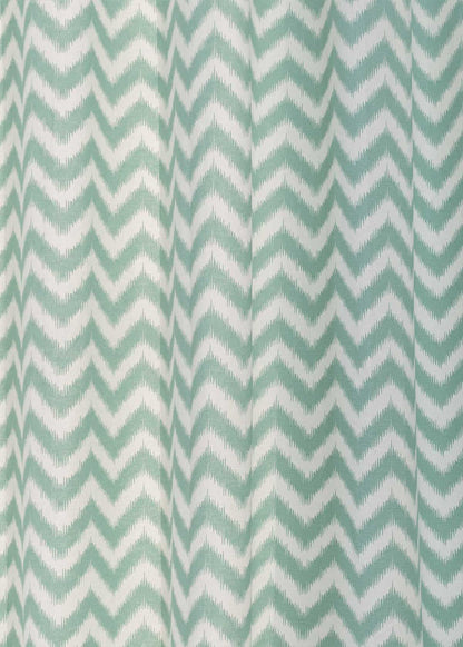 Ikat Chevron Nile Blue 100% cotton geometric curtain for living room - Room darkening - Single Piece