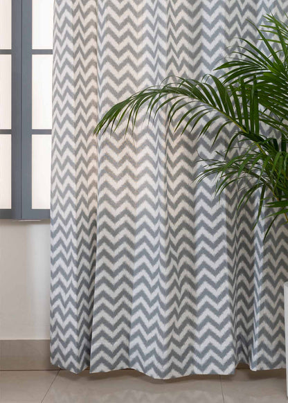 Ikat chevron printed cotton Fabric - Grey