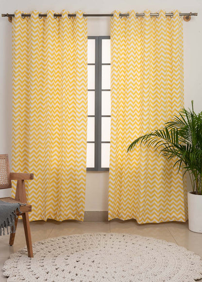 Ikat chevron printed cotton Fabric - Yellow