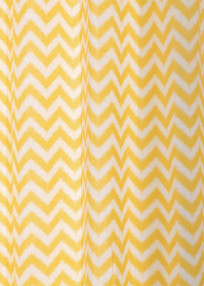 Ikat Chevron Yellow 100% cotton geometric curtain for living room - Room darkening - Single Piece