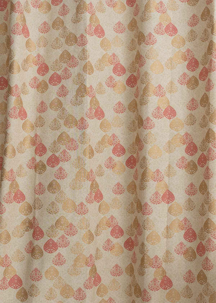 Indian Shimmer 100% cotton ethnic curtain for living room - Room darkening - Brown - Single Piece