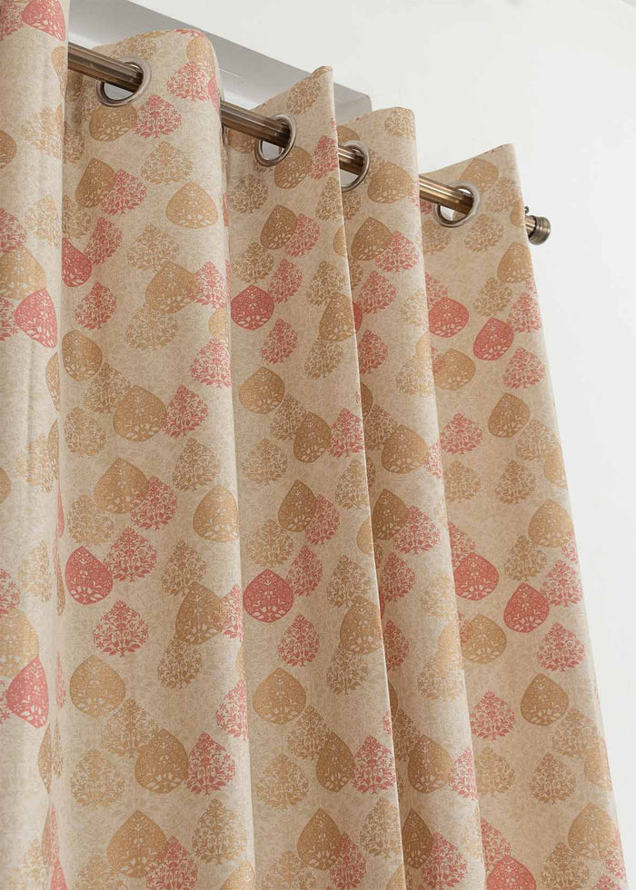 Indian Shimmer 100% cotton ethnic curtain for living room - Room darkening - Brown - Single Piece
