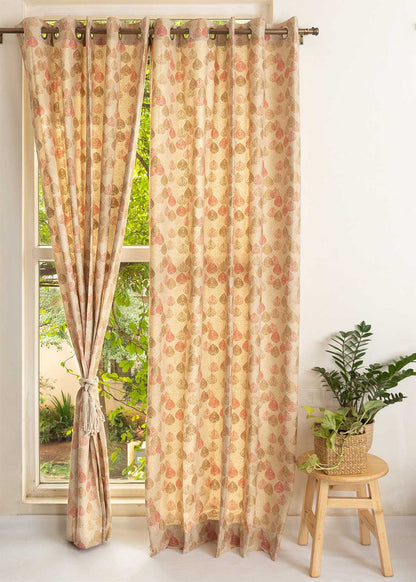 Indian Shimmer printed cotton Fabric - Brown