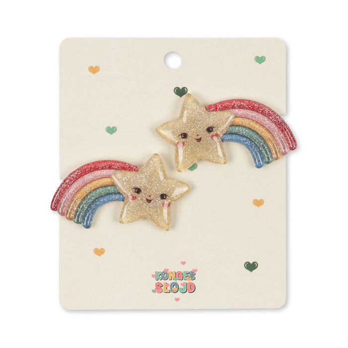 Konges Slojd - Hair Clip - Rainbow Star (2 Pack)