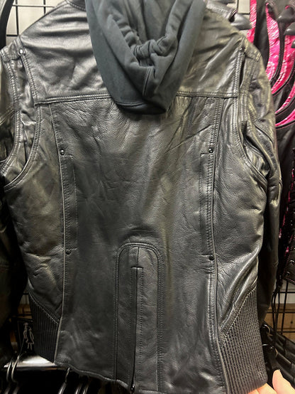 Ladies leather jacket with black hoody 6853.00