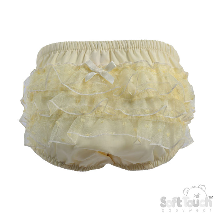Lemon Frilly Lace Pants w/Bow (0-18 Months) (PK6) FP24-LEM