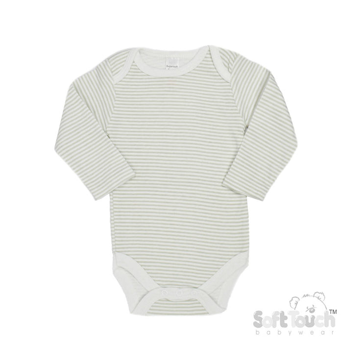 Long Sleeved Grey Striped Bodysuits  (0-3 Months) (PK12) CC07-BS-0-3