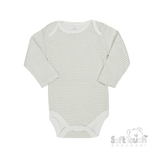 Long Sleeved Grey Striped Bodysuits  (0-3 Months) (PK12) CC07-BS-0-3
