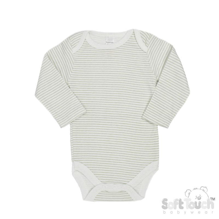 Long Sleeved Grey Striped Bodysuits  (3-6 Months) (PK12) CC07-BS-3-6