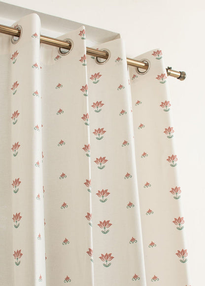 Lotus Pond 100% cotton minimal curtain for living room - Light Reduction - Multicolor - Single Piece