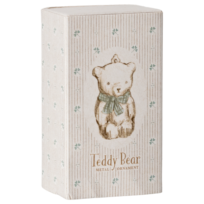 Maileg – Metal Christmas Ornament – Teddy Bear Off White/Blue