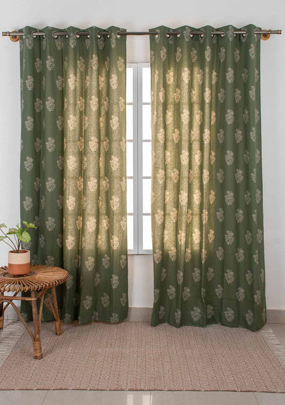 Malabar Printed Cotton Fabric - Pepper Green