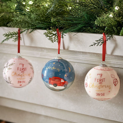 Mamas & Papas – Glass Christmas Bauble – My First Christmas 2026 Neutral