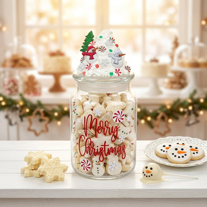 Merry Christmas Snowman Candy Jar