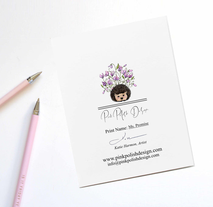 PinkPolish Design Note Cards "Ms Promise" Handmade Notecard