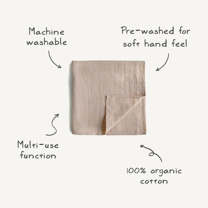Mushie - Organic Cotton Muslin Swaddle - Blush