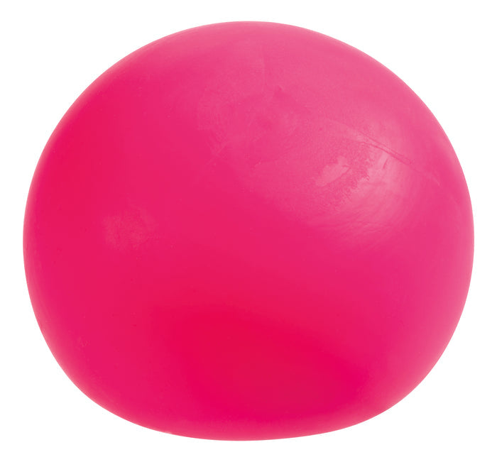 The Oddly Satisfying Surprise N' Slime Mystery Ball features a vibrant pink, smooth rubber surface, displayed against a plain white background.