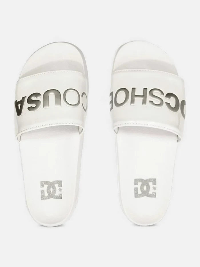 Ojota Dc Slide Mujer Platform Blanco Gris