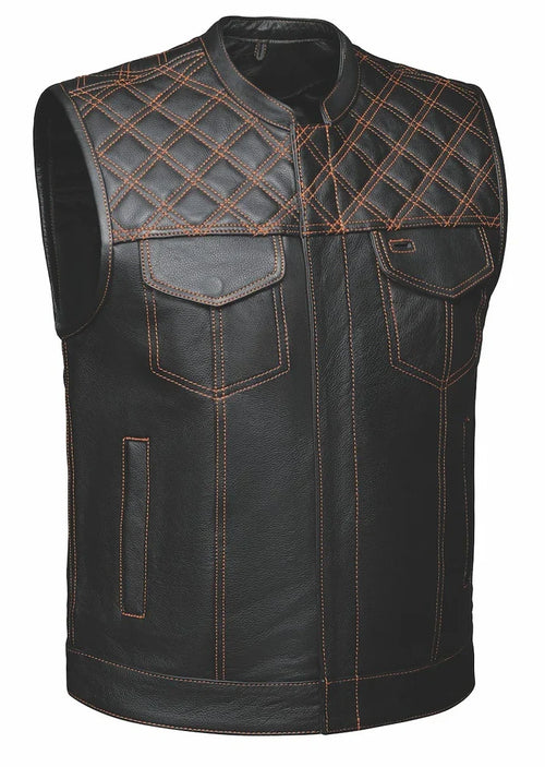 Orange Diamond - Men's Premium Leather Vest 6671.16