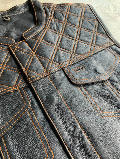 Orange Diamond - Men's Premium Leather Vest 6671.16