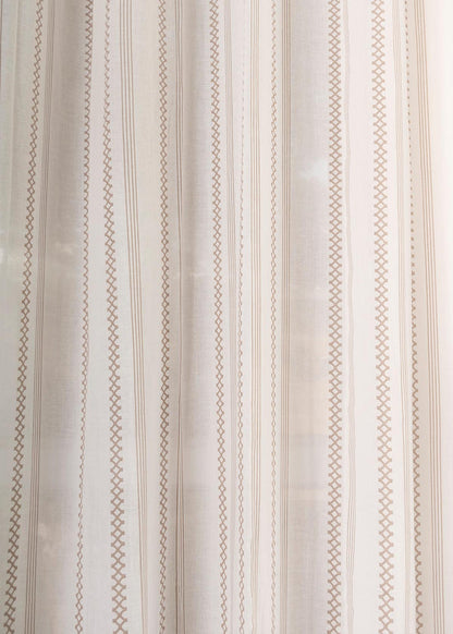 Picket Fence printed sheer Fabric - Walnut-Grey