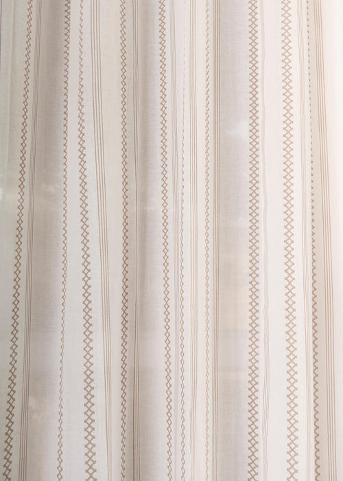Picket Fence printed sheer Fabric - Walnut-Grey