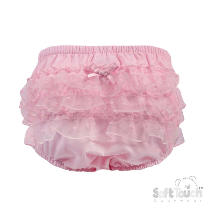 Pink Frilly Lace Pants w/Bow (0-18 Months) (PK6) FP24-P
