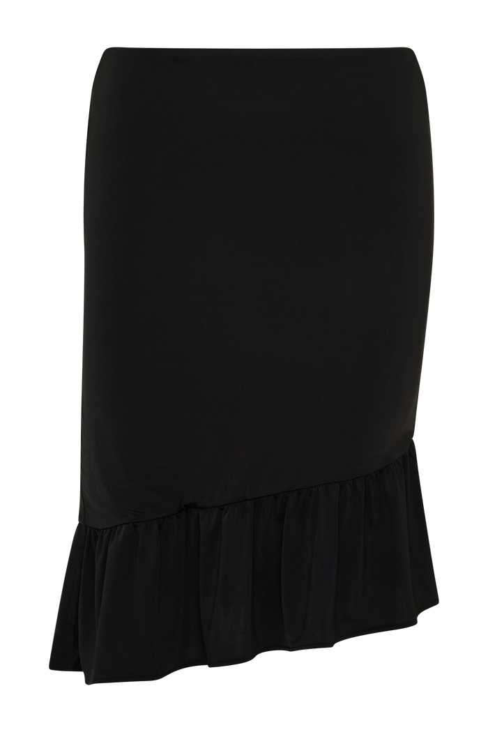 Polina Ruffle Midi Skirt - Black