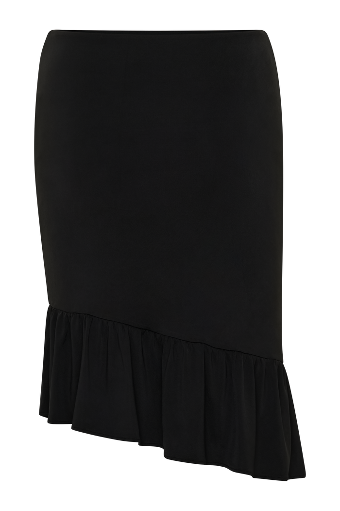Polina Ruffle Midi Skirt - Black